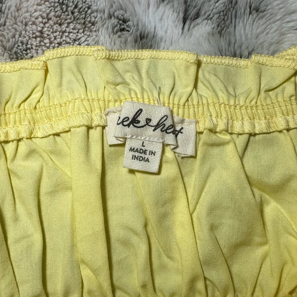 Derek Heart Women Blouse Top With Straps Large  Yellow 100% Cotton New - Picture 5 of 6